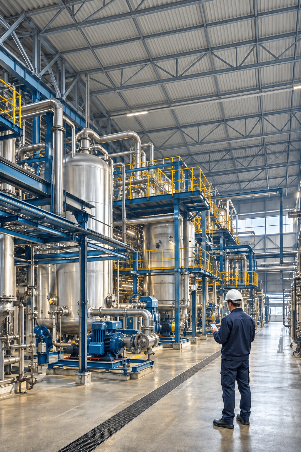 Well-lit industrial plant facilities